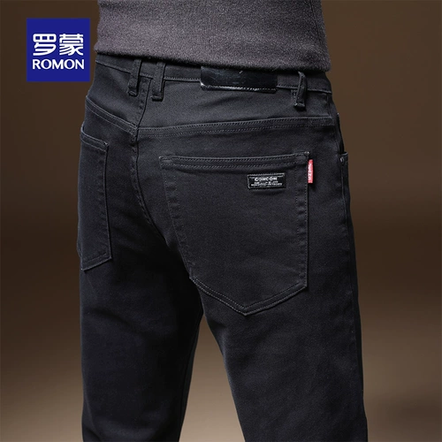 Элитные джинсы, осенние демисезонные эластичные штаны для отдыха, свободный прямой крой