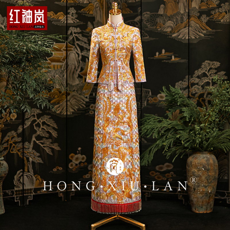 High-End Dragon and Phoenix Gown, Xiuhe Suit, 2026 New Style Bride's Toast Dress, Chinese-Style Wedding Dress, Slimming Gown, Royal Coming-Of-Age Dress High-End Dragon and Phoenix Gown, Xiuhe Suit, 2026 New Style Bride's Toast Dress, Chinese-Style Wedding Dress, Slimming Gown, Royal Coming-Of-Age Dress