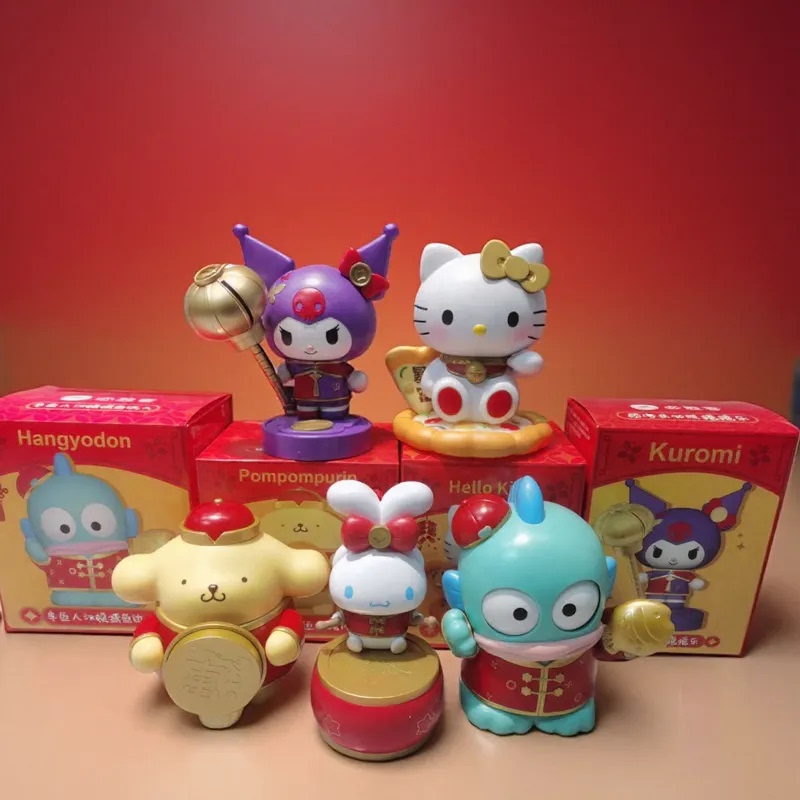 Authentic 2025 Pizza Hut Sanrio New Year Hello Kitty Kuromi Cinnamoroll Pompompurin Toy Figurines