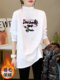 Half-High Collar Thickened Mid-Length Brushed Thermal Base Shirt for Women, Stylish Loose Long-Sleeve T-Shirt Top for Both Inner and Outer Wear
