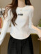 Curved Hem Base Shirt 2026 Autumn and Winter Inner Layer Stylish Waist-Cinching Design Fishbone Long-Sleeve T-Shirt Women's Top Trendy