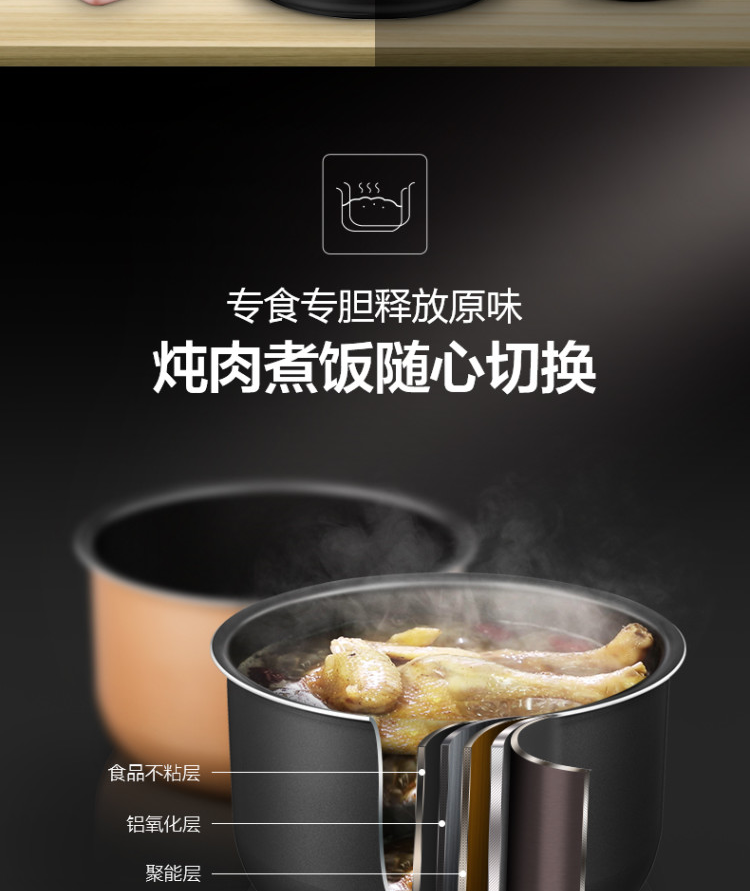 美的 智能电压力锅 5L 一锅双胆 8种智能火力 图12