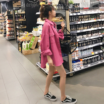 Pregnant women autumn coat 2021 new denim shirt jacket loose fashion top pregnancy tide mother trench coat spring and autumn