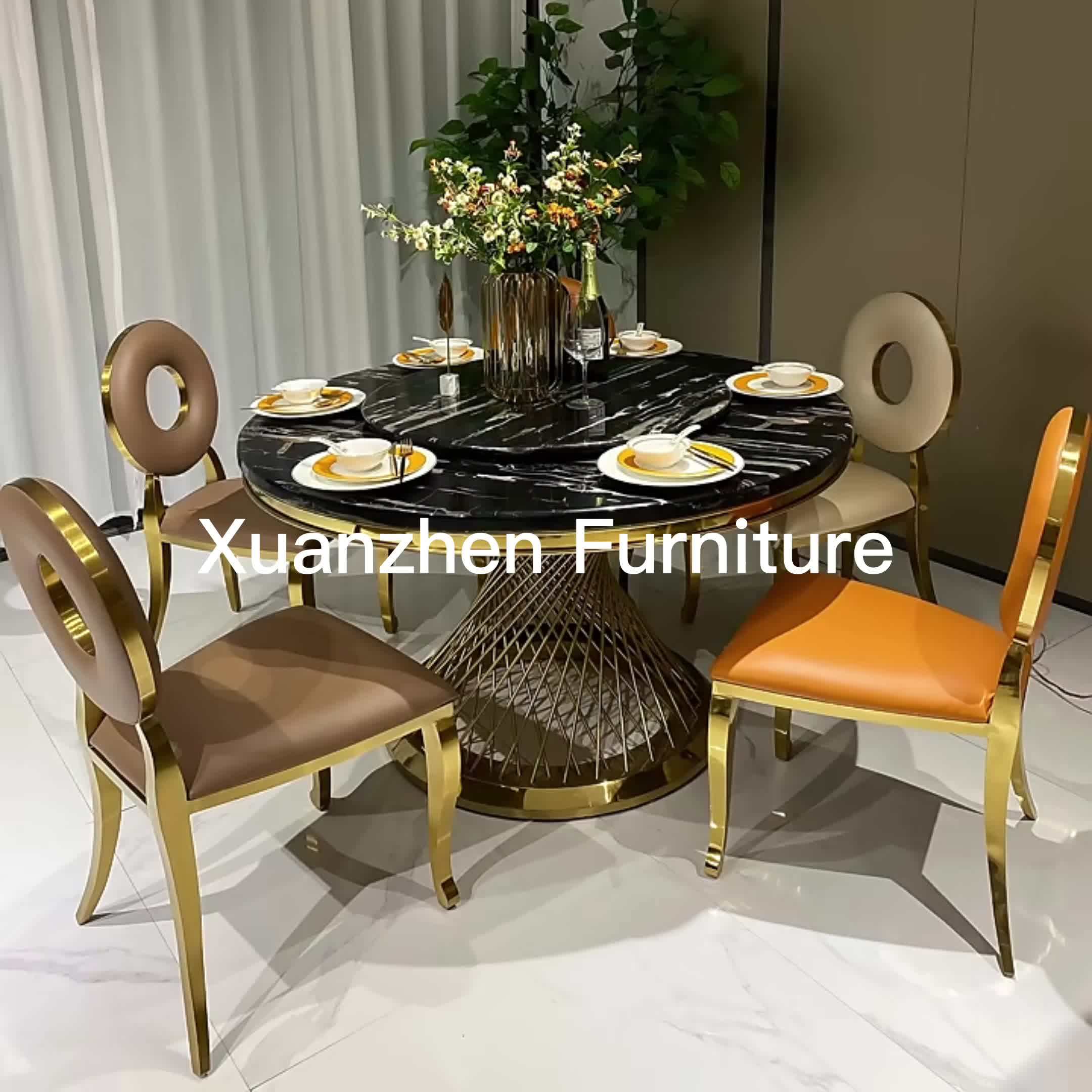 Living Room Furniture Marble Modern Round Dining Table With Rotating