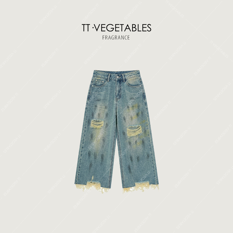 Oh Fen/Tall Petite 【Lin Wan】Soft Cotton 26 Summer New Style Women's Fringed Wide-Leg Jeans 611445