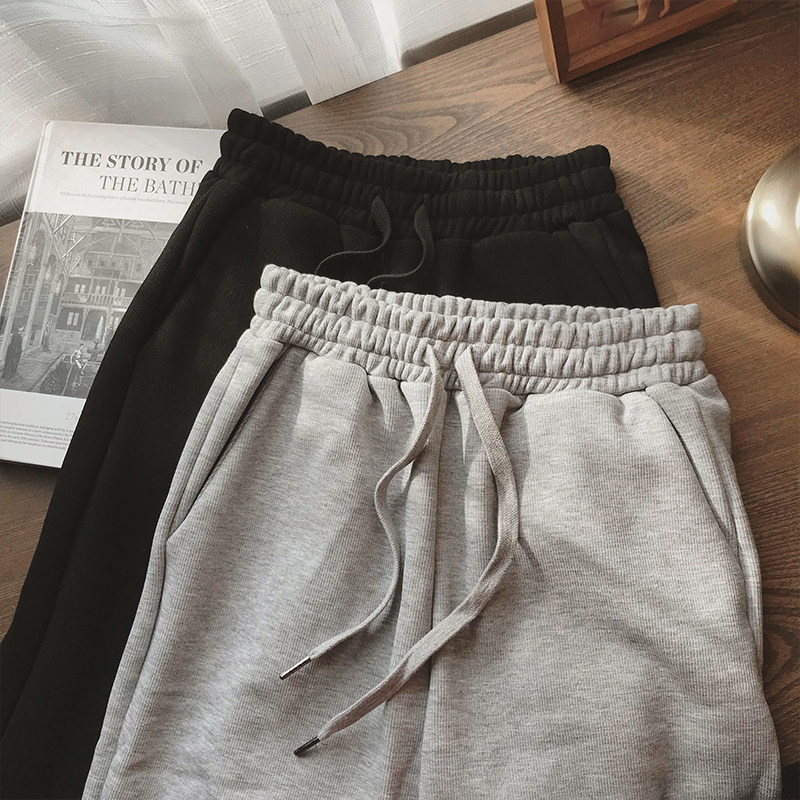 Little C's pants women's autumn and winter 2021 plus velvet thickened casual pants loose all-match high waist slimming harem pants