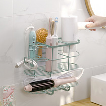 Dressing table curling iron splint hair dryer integrated storage rack bathroom straight plate clip bracket no punching wall hanging shelf