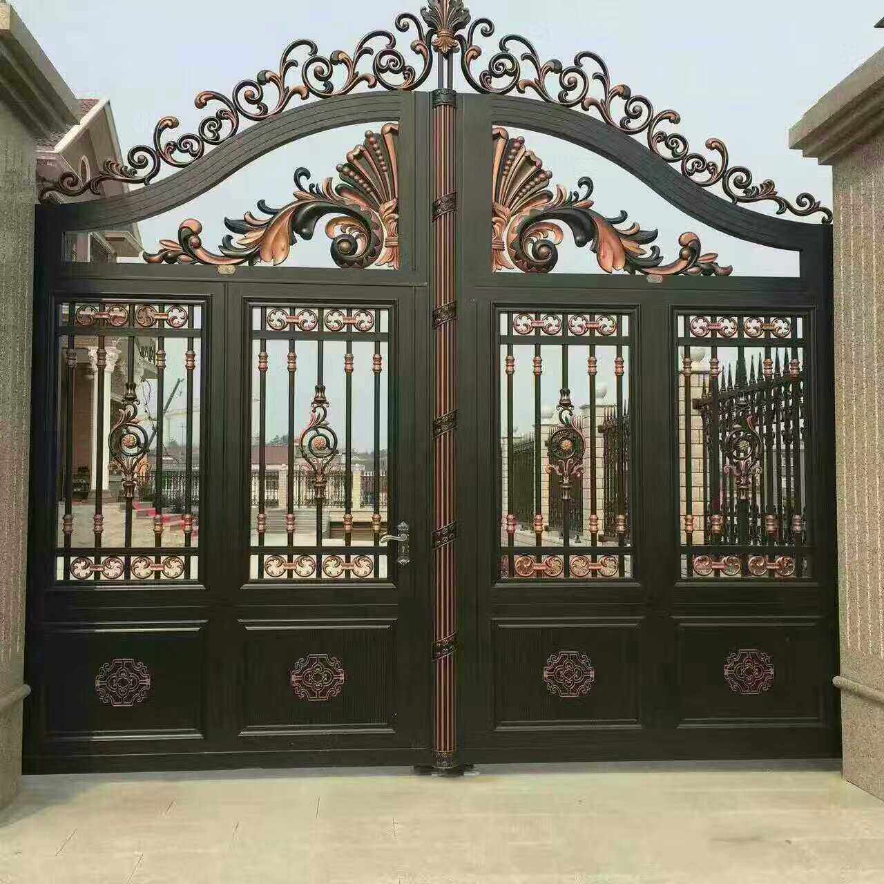 Aluminum Art Gate Villa Pair Open Countryside Courtyard Double Open Electric Gate Eurostyle Walled Aluminum Alloy Home Gate-Taobao