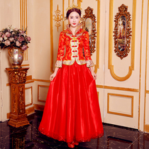Toast dress 2021 Spring and summer Chinese bridal wedding dress red wedding dress Cheongsam ancient dress Wedding dress Xiuhe dress red