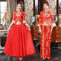 Bridal dress toast dress 2021 Spring and summer Chinese wedding dragon and Phoenix coat Xiuhe dress Large size pregnant women wedding dress Cheongsam