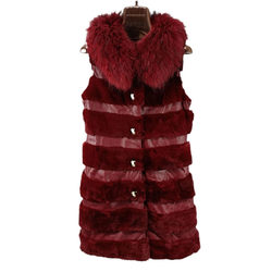 Raccoon fur collar fur coat whole leather rex rabbit fur mid-length vest clip 90 white duck down the real leather sheepskin vest