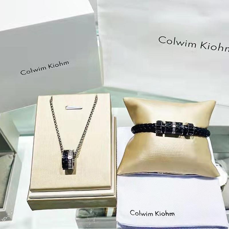 Colwim Kiohm small ck couple transfer bead necklace transfer bead bracelet leather woven bracelet for men and women