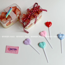 Korean ins color romantic diamond love birthday cake candle Macaron color heart-shaped candle