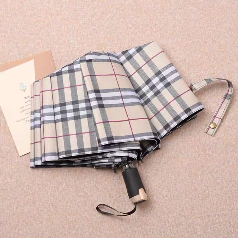 Lvаfgн Umbrella for Both Rain and Sun, Wind-Resistant, British Plaid Style, Sunshade and Sun Protection Umbrella, Black Coating, Foldable for Two to Three People