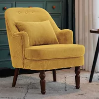 Лимонно-желтый вельвет [ножки из массива дерева в стиле ретро] поставляется с подушкой для талии + подставкой для ног.