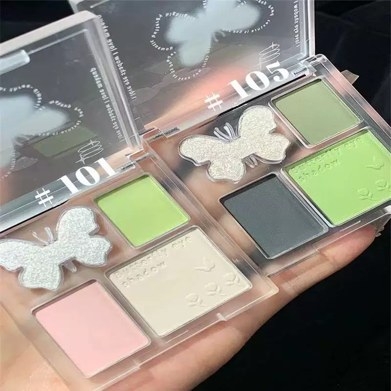 Палетка теней Biya Bi Menglian Four Color Eye Shadow Plate весна и лето свежий оливково-зелёный жемчужный лёгкий мерцающий матовый сценический макияж глаз