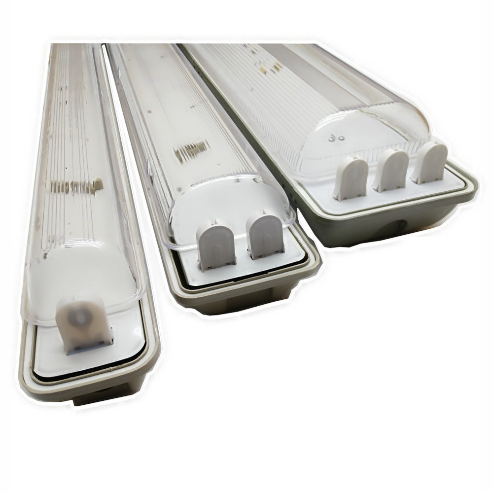 led tri-proof light stand moisture-proof explosion-proof double tube with cover fire emergency T8 three-tube 1 5m waterproof garage purification lamp