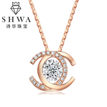 Poetry Hwa Jewelry Color Gold Double C Hearse Diamond Pendant Female Real Drill Rose Gold Frivolous Bone Chain Brick Stone K Gold Necklace Single Pendant