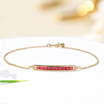 Mücking jewelery II shop 18K gold without side inlaid with natural dove blood red ruby bracelet necklace colourful treasure bracelet