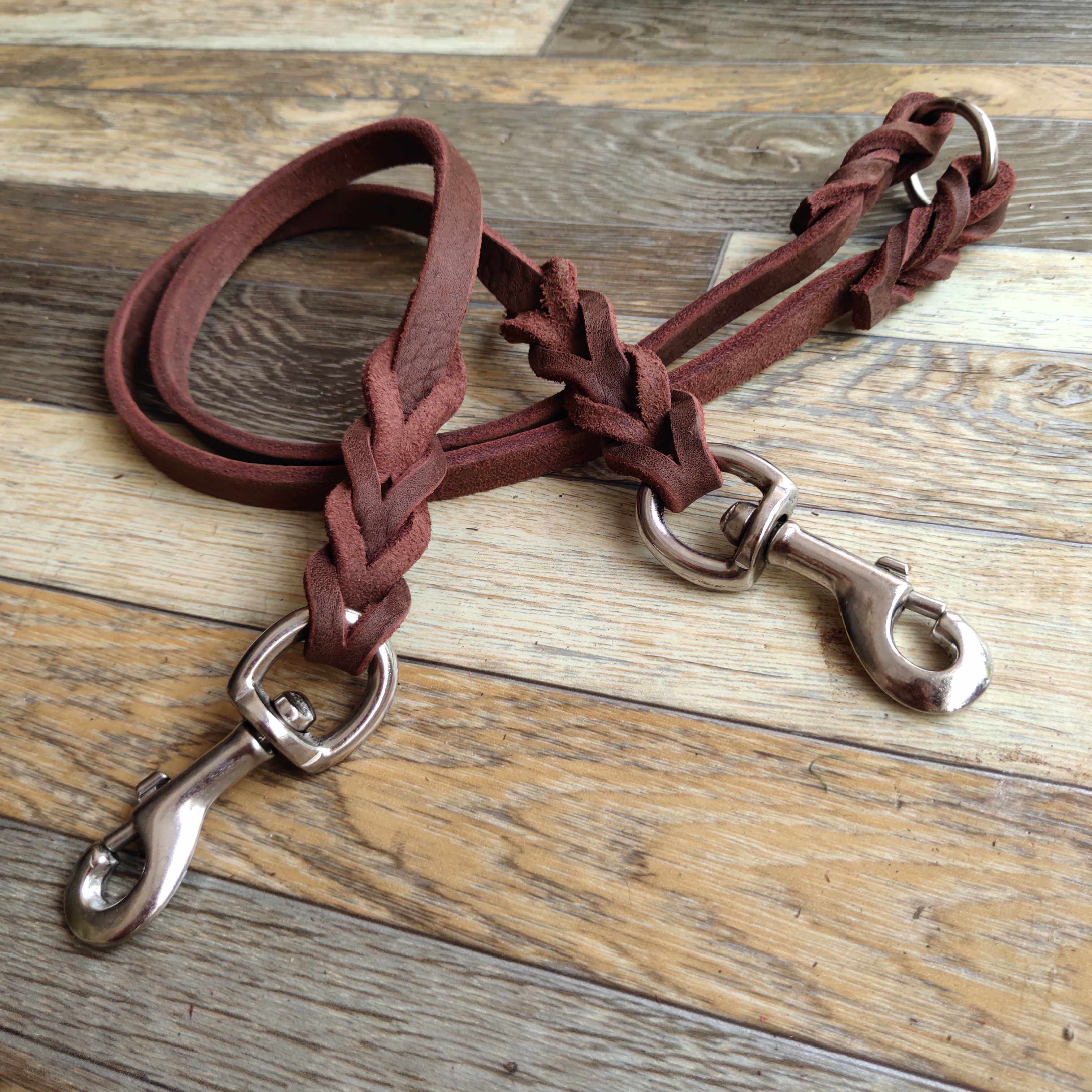 Cowhide dog chain one drag two pairs lead small, medium and large dog walking dog rope dog rope double head traction rope