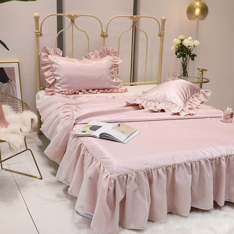 Korean Temperament Pink Floral Lace Lace Mat three sets Folding Washable Air Conditioning Cool Mat Thin Quilt Cool