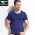 Áo thun bảy cổ nam vest ngắn tay cotton cổ chữ V chạm đáy áo sơ mi cổ gà hình trái tim thoáng khí bằng vải cotton mùa hè co giãn áo ba lỗ nữ hàng độc Áo vest