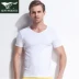 Áo thun bảy cổ nam vest ngắn tay cotton cổ chữ V chạm đáy áo sơ mi cổ gà hình trái tim thoáng khí bằng vải cotton mùa hè co giãn áo ba lỗ nữ hàng độc Áo vest