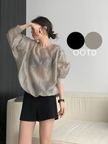 Ice Silk Sunscreen Woman Summer Thin micro-permeable sunscreen hooded black shorts suit casual sweet and spicy wind two-piece set