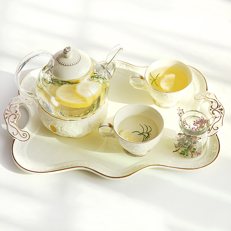Those time ceramics European tea set tray rectangular English tea tray home water cup tea cup tray storage