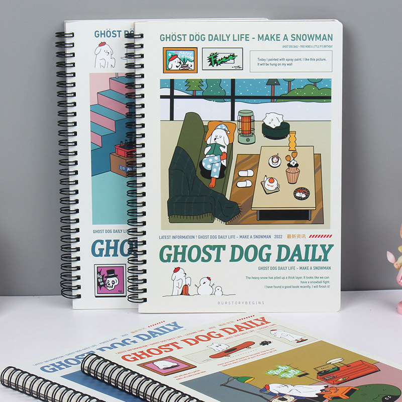 First Edition Side-Flip Coil Notebook Stationery B5 Large Cartoon Lined Diary Planner Ghost Dog Wonderful Night