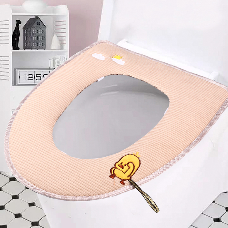 Toilet seat cushion Autumn and winter warm seat cover Velcro home daily waterproof cute cartoon pad 2 sets