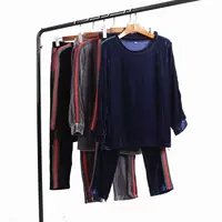 Mùa xuân và mùa thu Áo len nữ cao cổ mới + Quần thun lưng thẳng Quần Joker Casual Velvet Set Q42 áo voan kiểu