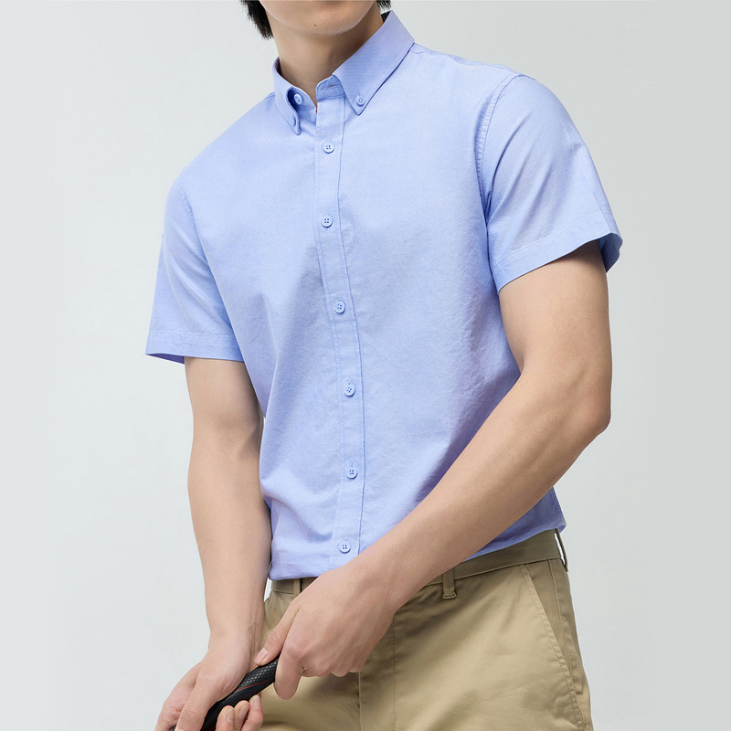 Pure Cotton Oxford Men's Short-Sleeved Shirt, High-End Casual Business Solid Color Versatile 2026 Summer New Style Shirt Pure Cotton Oxford Men's Short-Sleeved Shirt, High-End Casual Business Solid Color Versatile 2026 Summer New Style Shirt