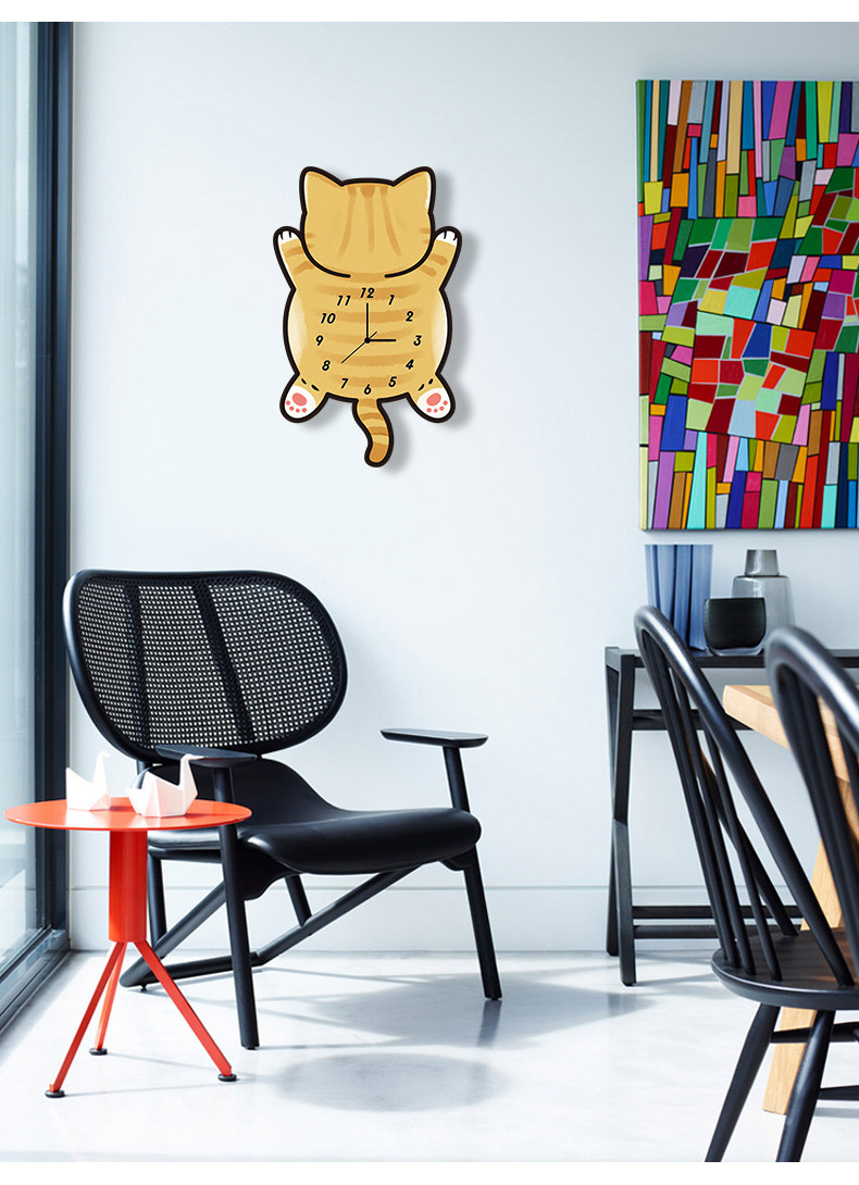 Большой оранжевый кот мультяшные креативные бесшумные настенные часы для гостиной спальни детской комнаты детского сада милые модные декоративные часы