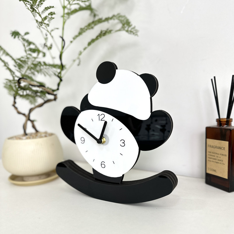 Мультяшные креативные настенные часы в виде панды для гостиной детской комнаты простые декоративные бесшумные без сверления милые часы