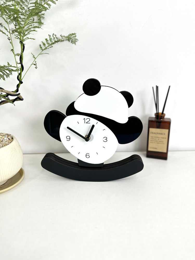 Мультяшные креативные настенные часы в виде панды для гостиной детской комнаты простые декоративные бесшумные без сверления милые часы