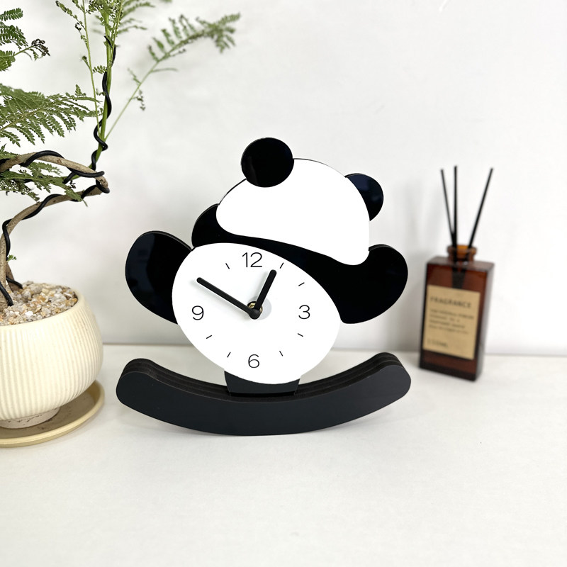 Мультяшные креативные настенные часы в виде панды для гостиной детской комнаты простые декоративные бесшумные без сверления милые часы