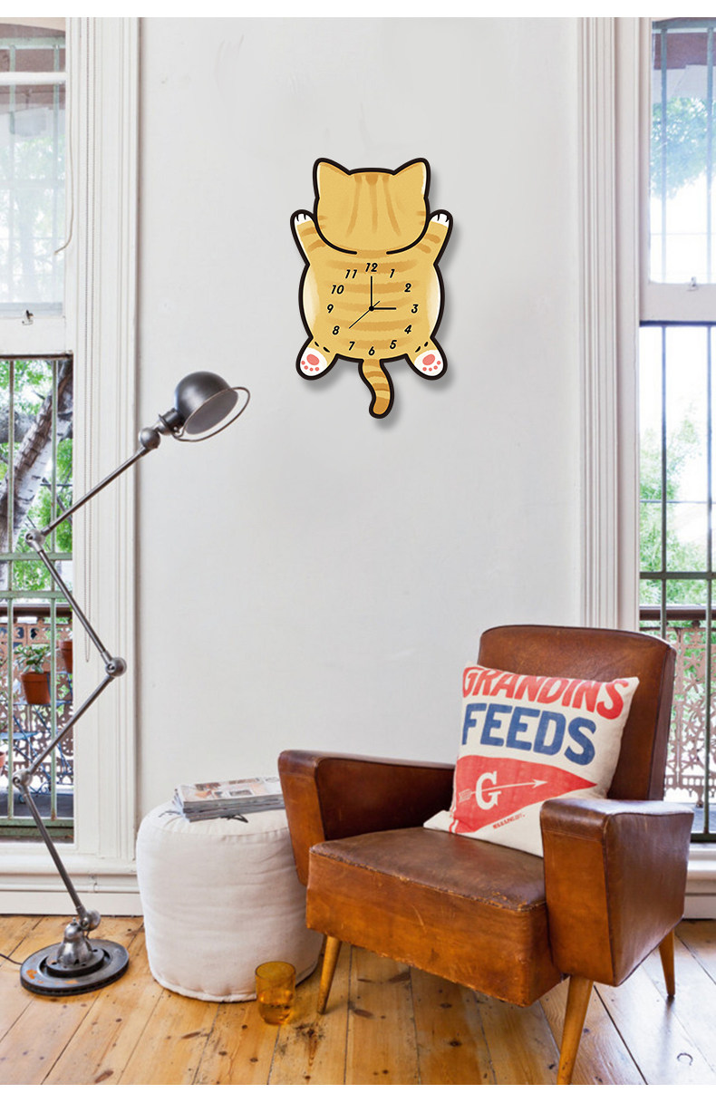 Большой оранжевый кот мультяшные креативные бесшумные настенные часы для гостиной спальни детской комнаты детского сада милые модные декоративные часы
