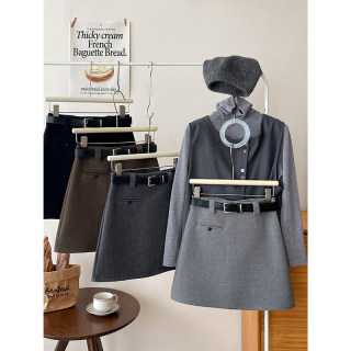 Japanese and korean style simple, versatile, slimming and crotch-covering woolen skirt