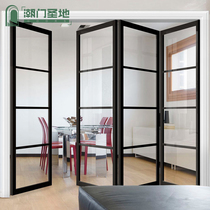 Tide door holy land aluminum titanium magnesium alloy folding door Sliding door No track balcony partition Open glass door customization