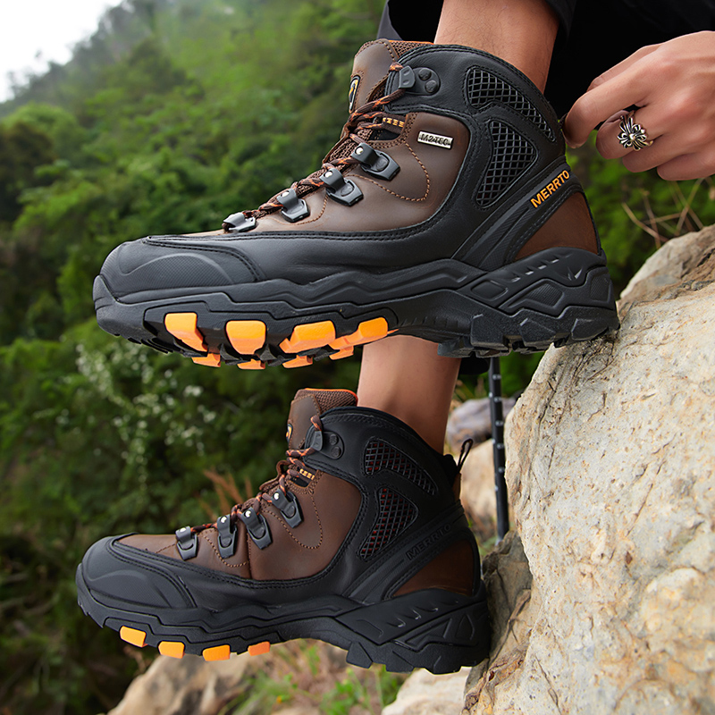 Mai High Silo Mountaineering Shoes Men waterproof Anti-slip abrasion resistant genuine leather hiking shoes Outdoor Shoes Cross-country Climbing Shoes All Four Seasons