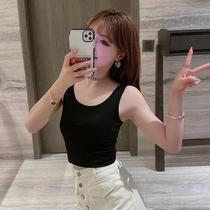 Camisole womens short tight summer black base high waist umbilical top sleeveless Korean ins tide