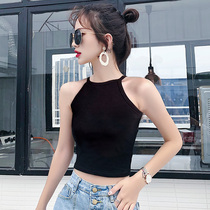 Inside halter neck halter black small suspenders womens summer sexy vest 2021 new net red top ins tide