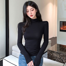 Modale semi-high collar undershirt female autumn and winter foreign air inner lap long sleeves t2022 years spring new develvet blouses