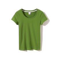 pure cotton black t-shirt womens short-sleeved slim short summer 2021 new item u white round neck tight solid-color top