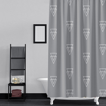 Nordic ins shower curtain waterproof thick mold curtain door curtain geometric Gray can be customized bathroom bath partition curtain