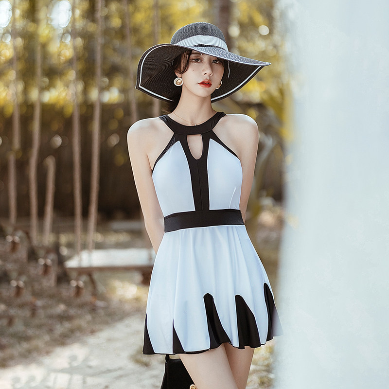 Vido New Sexy Poly-Woo Swimsuit Woman Little Clear New Fairy Fan Chains Slim Conservative Dress Spa Swimsuit