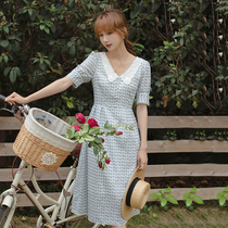 2021 new summer Forest design sense niche French retro art thin tea break holiday jacquard dress