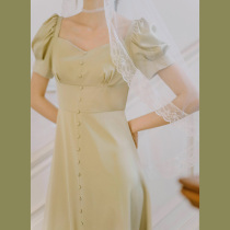 Mr. Todeer Summer Fruit Green Satin Vintage Vintage First Love Dating Sweet Small Dress