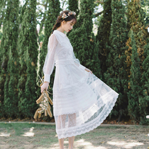 2021 autumn wear court retro lace dress certificate registration small white skirt super fairy forest light wedding dress